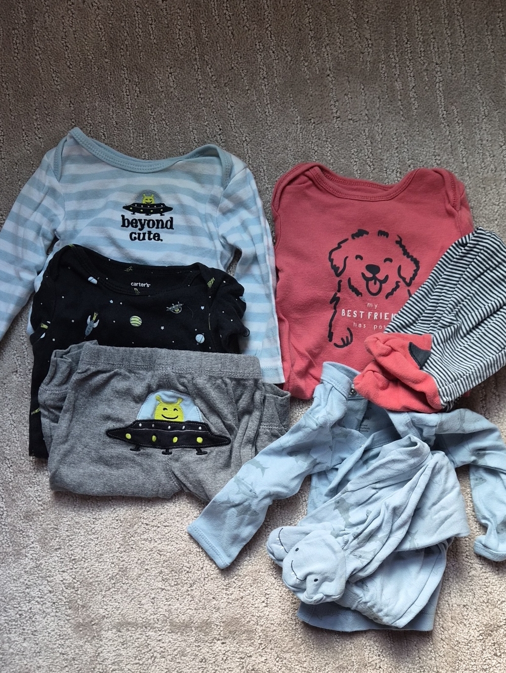 Carter's Baby One-Piece & Sleepwear Set in Light Blue, Coral, Black & Gray